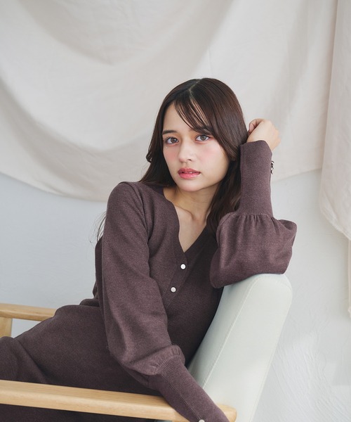 fupel ワンピース volume sleeve knit onepiece /ボリュームスリーブ 