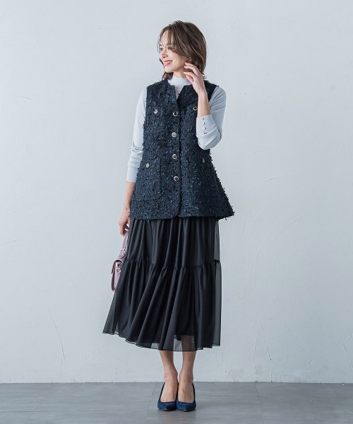 美品 Viaggio Blu ツイード ベスト ジレ ビアッジョブルー Viaggio Blu ファンシーツイードジレ