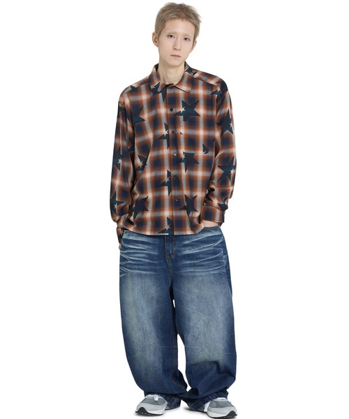 ブラウス シャツ 「OY/オーワイ」STAR OMBRE CHECK CROPPED SHIRT /チェックシャツ レディース メンズ OY/オーワイ』STAR OMBRE CHECK CROPPED SHIRT /チェックシャツ