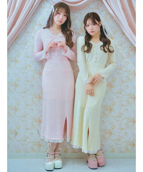 ミーロワール　ワンピース　新品未使用品 Me roir ワンピース すかし編みニットOP : ZOZOTOWN Yahoo!店