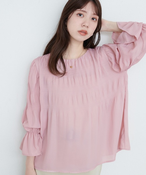 natural couture ブラウス シャツ マジョリカプリーツブラウス