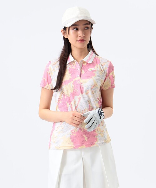 ポロシャツ ポロ 「WOMEN」ORANGE LABEL / マーブルプリント ポロシャツ レディース