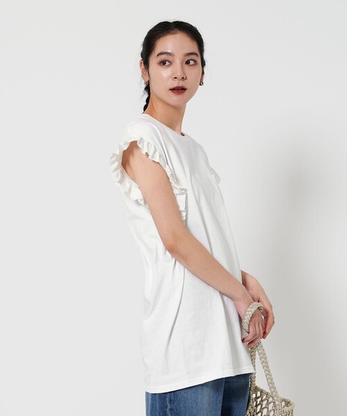 新品！＜dahl’ia＞フリルスリーブ Tシャツ dahl'ia tシャツ 「dahl'ia」フリルスリーブ Tシャツ レディース