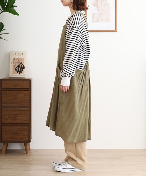 FUNALIVE（ファンアライブ） エプロン コットンクレープ後ろギャザー