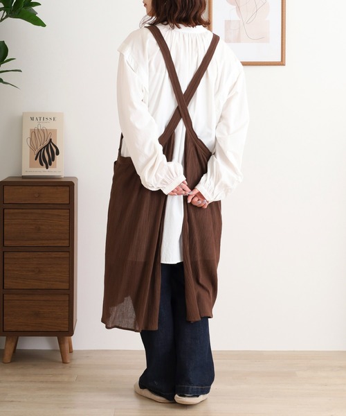 FUNALIVE（ファンアライブ） エプロン コットンクレープ後ろギャザー