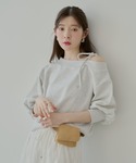 tシャツ 「7分袖」肩リボンワンショルルーズス...の詳細画像1