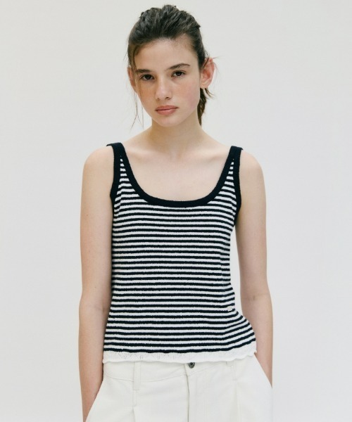 タンクトップ ノースリーブ boucle stripe sleeveless レディース