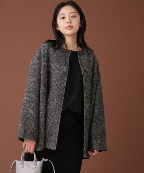 NANO universe（ナノ・ユニバース） ノーカラーコート 38 ネイビー