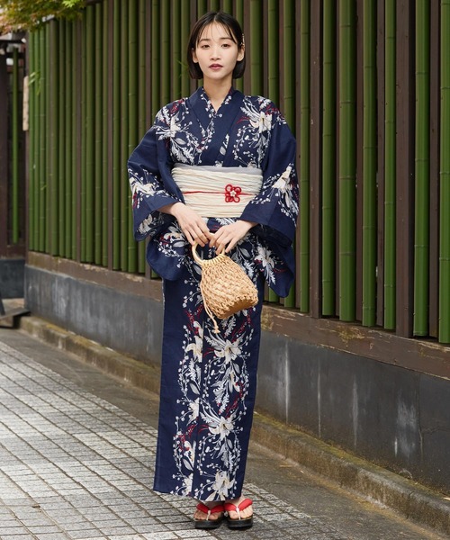 浴衣 落ち着いた花柄 帯セット 浴衣｜浴衣帯セット花柄