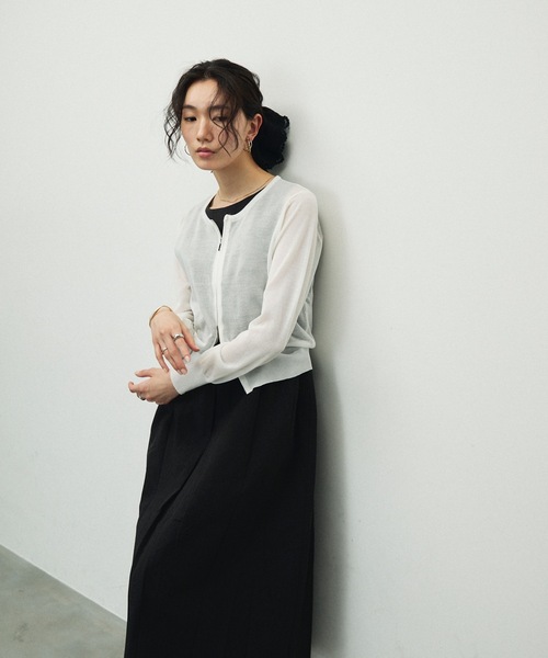 カーディガン Double Zip Crew Neck Cardigan / ダブルジップクルー