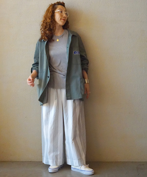journal standard Luxe ホワイト　イージーパンツ JOURNAL STANDARD LUXE パンツ ストライプバフ タックイージー