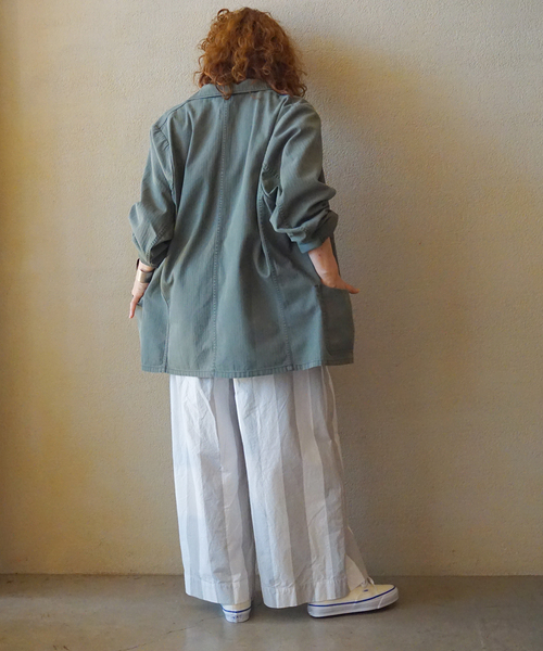 journal standard Luxe ホワイト　イージーパンツ JOURNAL STANDARD LUXE パンツ ストライプバフ タックイージー