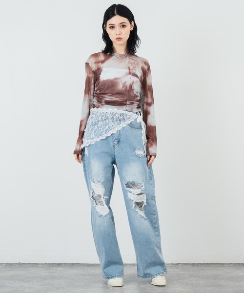 【ANAP/アナップ】ジーンズ デニム オシャレ 美脚 カジュアル M ダメージ ANAP ジーンズ デニム デニムパンツ ダメージレースデニムパンツ