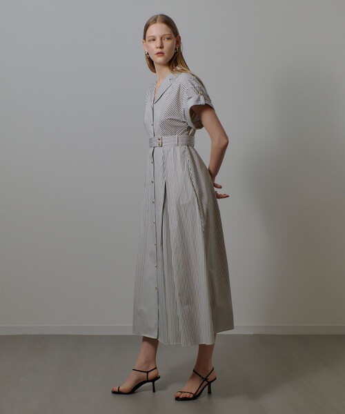 美品1度着用のみ　allureville アルアバイル　ストライプ レースシャツ allureville（アルアバイル） シャツワンピース ストライプドレス