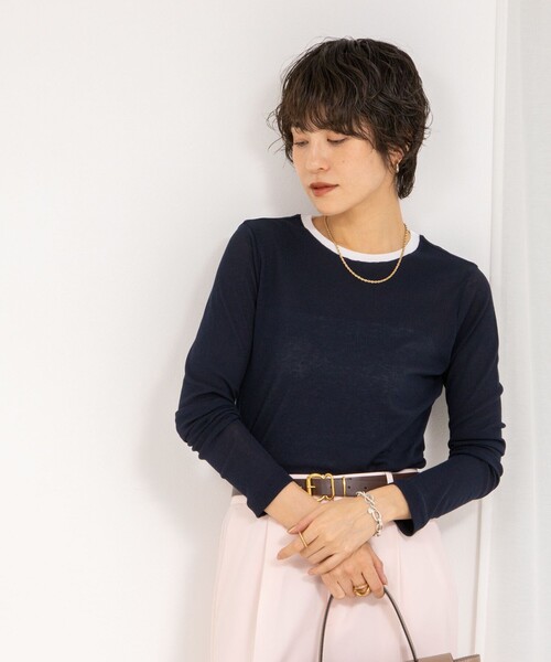 シアー配色トリミングロンT NOLLEY'S sophi NOLLEY'S｜シアー配色トリミングロンT | Rakuten Fashion(楽天