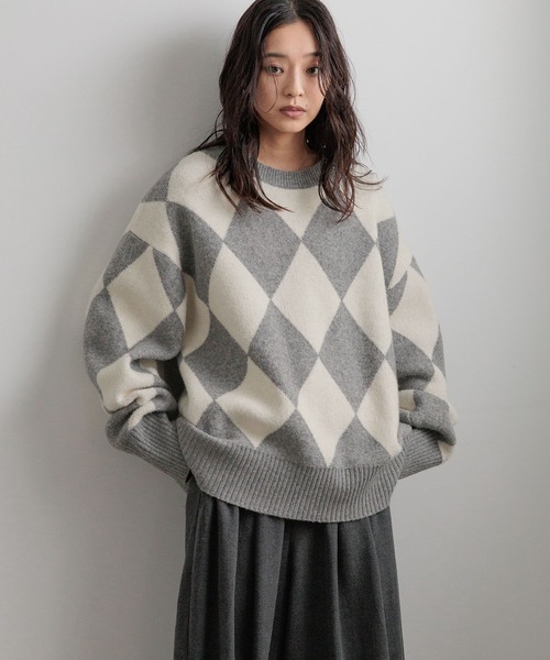 LOWLYS FARM ガラニットショートプルオーバー ベージュ 新品未使用 LOWRYS FARM（ローリーズファーム） ニット セーター ダイヤガラプル