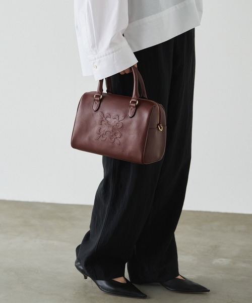 美品♪russet ラシット　2wayミニボストンバッグ ボルドー レザー2WAYミニボストンバッグ（ボストンバッグ）｜russet
