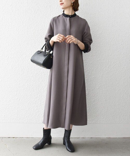 「SHIPS any」 長袖ワンピース ONE SIZE ネイビー レディース