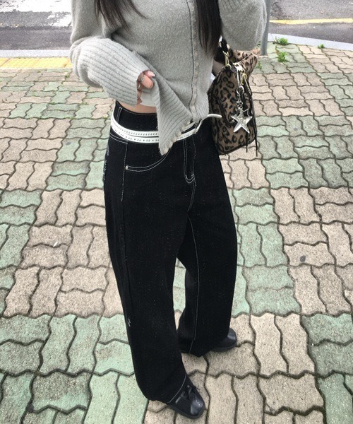 ワイドパンツ ジーンズ デニム デニムパンツ 「Vini」カーペンター