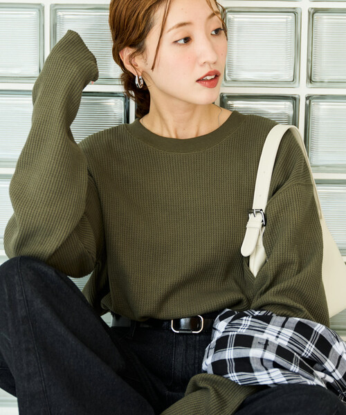 tシャツ 限定展開　ワッフル クルーネック チュニック プルオーバー レディース | FREAK'S STORE | 05