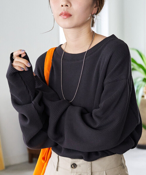 tシャツ 限定展開　ワッフル クルーネック チュニック プルオーバー レディース | FREAK'S STORE | 02