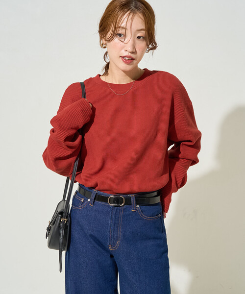 tシャツ 限定展開　ワッフル クルーネック チュニック プルオーバー レディース | FREAK'S STORE | 28