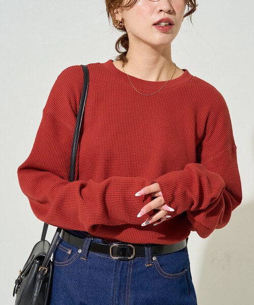 tシャツ 限定展開　ワッフル クルーネック チュニック プルオーバー レディース | FREAK'S STORE | 26
