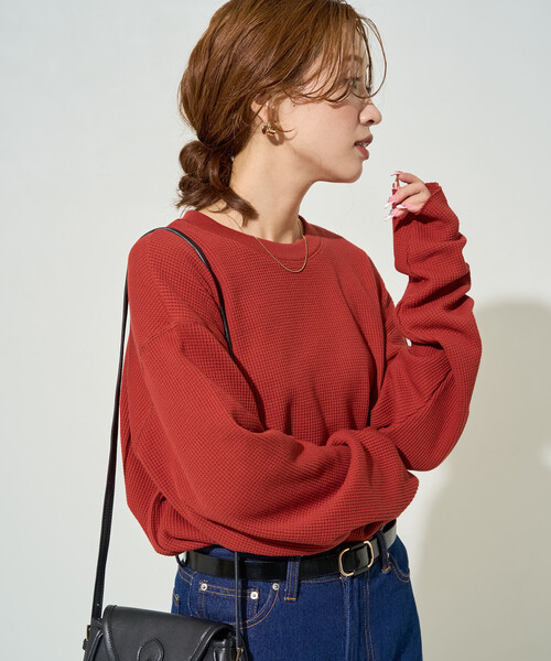 tシャツ 限定展開　ワッフル クルーネック チュニック プルオーバー レディース | FREAK'S STORE | 25