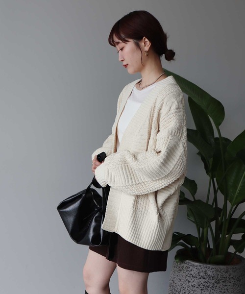 earth music&amp;ecology Zipルーズカーディガン F ブラック アースミュージックアンドエコロジー earth music&ecology Zipルーズ