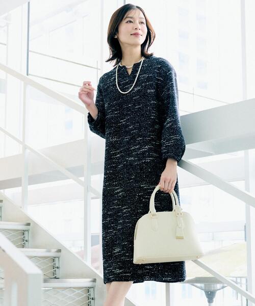 UNTITLED（アンタイトル） ワンピース 「洗える/ストレッチ」ツイード