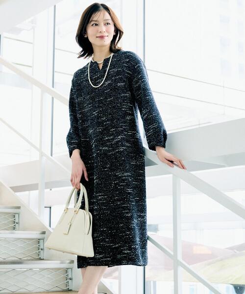 UNTITLED（アンタイトル） ワンピース 「洗える/ストレッチ」ツイード