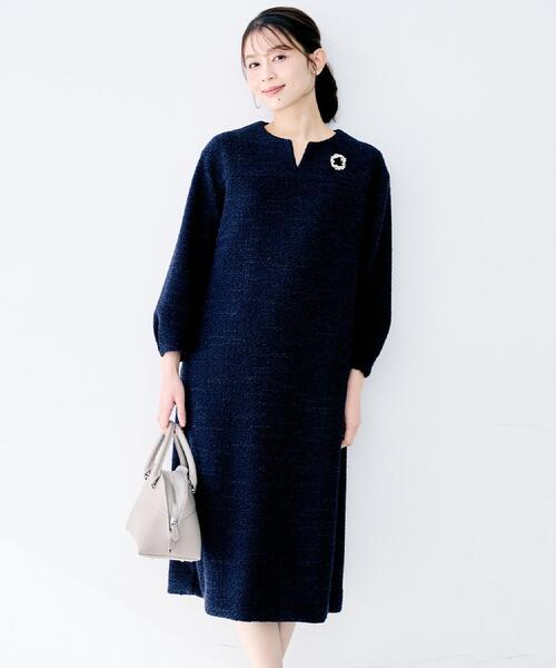 UNTITLED（アンタイトル） ワンピース 「洗える/ストレッチ」ツイード