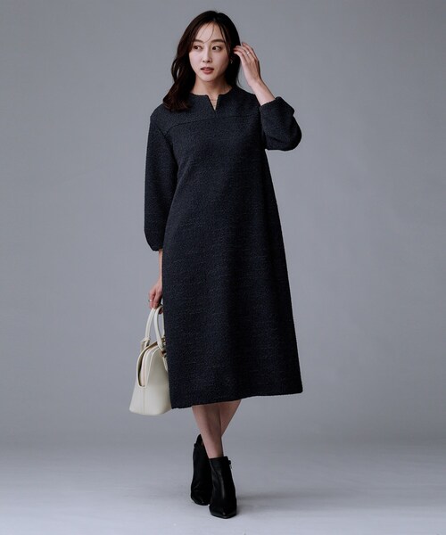 UNTITLED（アンタイトル） ワンピース 「洗える/ストレッチ」ツイード