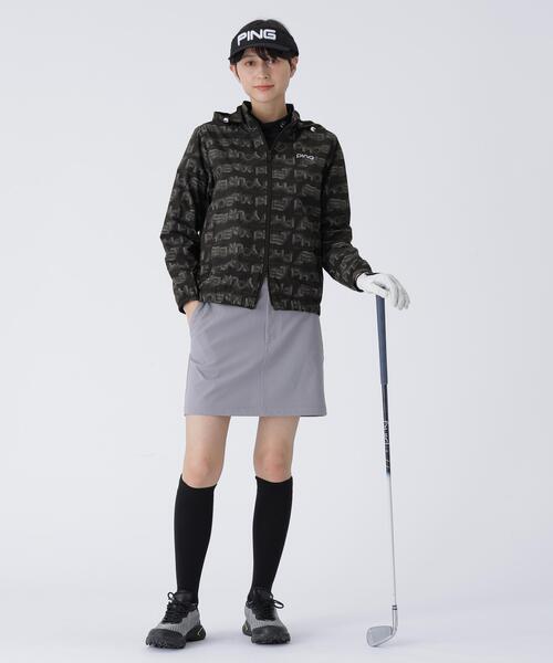 【ブラック】PHONEIX BREEZE総柄 全方向ストレッチフーディブルゾン <LADIES LINE> (LADIES) ブラック】PHONEIX BREEZE総柄 全方向ストレッチフーディブルゾン