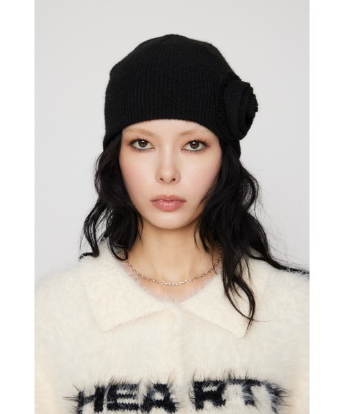 LAGUA GEM（ラグアジェム） ニット帽 ニットキャップ FLOWER MOTIF