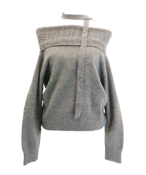 オフショルダーニットセーター WANT SLIP ニット セーター Neck-string Off-shoulder Knit / ネック