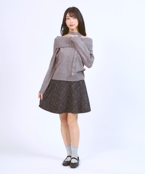 WANT SLIP ニット セーター Neck-string Off-shoulder Knit / ネック