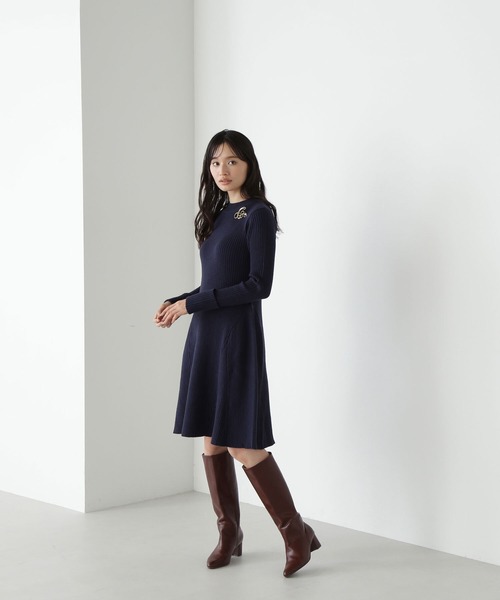 【新品未使用】Bibiy. 長袖ニットワンピース ネイビー NATURAL BEAUTY BASIC（ナチュラルビューティーベーシック） ニット