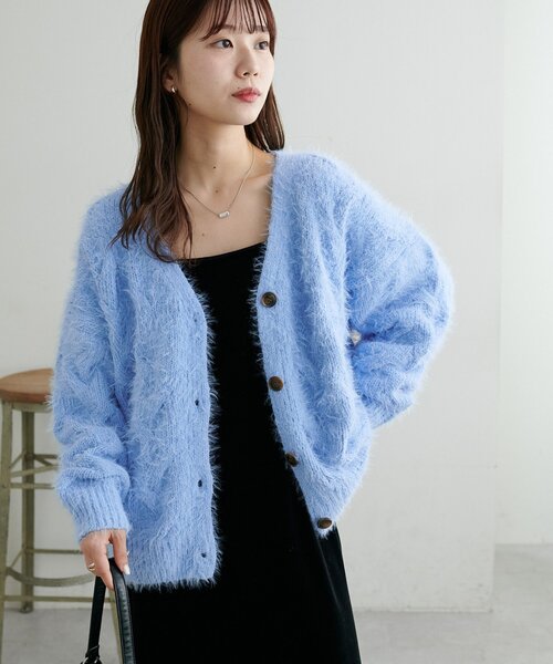 【期間限定セール】thetoe シャギー カーディガン ライトブルー Eltz Shaggy Cardigan – THE TOÉ