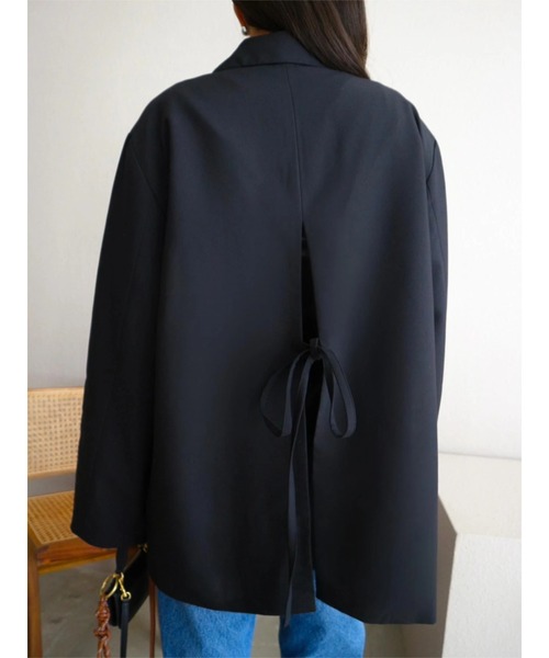 ジャケット・アウター Nalm. ribbon-tailored jacket/black TRUNC ジャケット テーラードジャケット Back Slit Ribbon Jacket