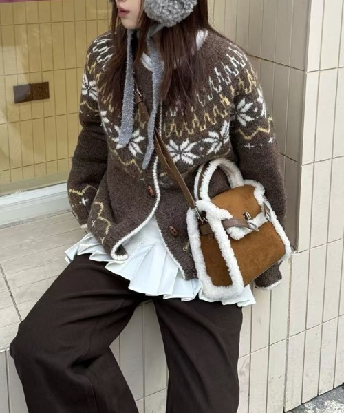 GENERAL IDEA カーディガン 「GENERAL IDEA」ノルディック柄ラグラン袖