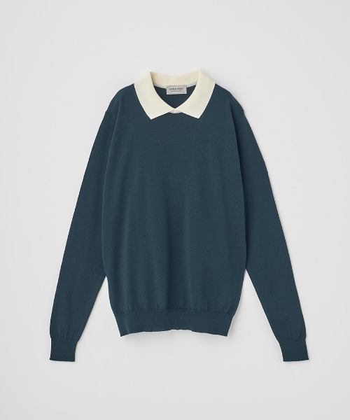 JOHN SMEDLEY ジョンスメドレーバイカラー長袖ニットポロシャツ JOHN SMEDLEY（ジョンスメドレー） ニット セーター バイカラー長袖