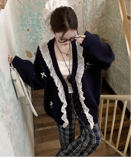 るなぷぅリボンレースカーディガン☆ PHILLY（フィリー）の「【PHILLY】リボンレースカーディガン（Tシャツ