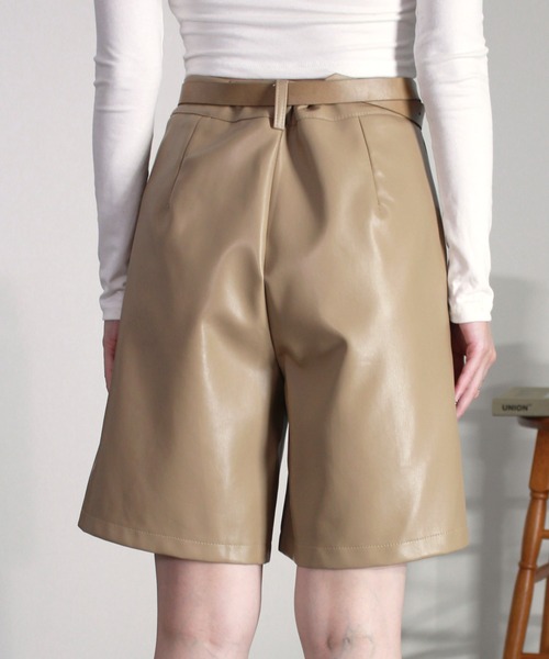 Reurie'（レウリィ） パンツ 「2点セット」ベルト付きフェイクレザー