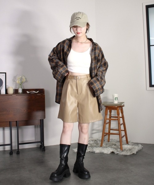 Reurie'（レウリィ） パンツ 「2点セット」ベルト付きフェイクレザー