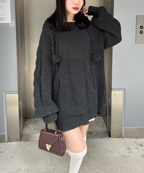 continuer de NICE CLAUP ワンピース モールケーブルフーディーミニ