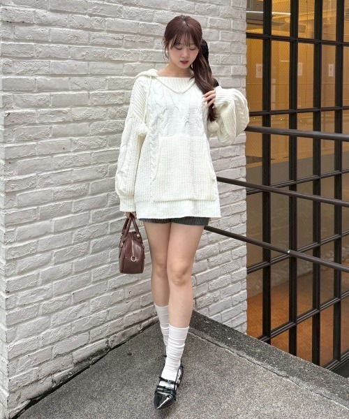 continuer de NICE CLAUP ワンピース モールケーブルフーディーミニ