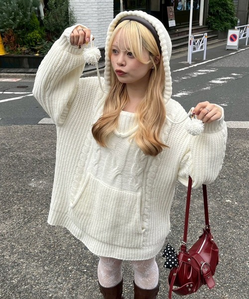 continuer de NICE CLAUP ワンピース モールケーブルフーディーミニ