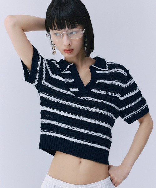 「EIMY ISTOIRE」 半袖ポロシャツ F ホワイト レディース_画像3