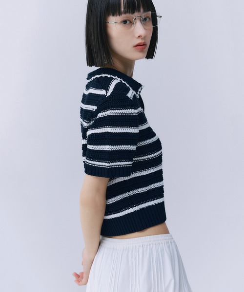 「EIMY ISTOIRE」 半袖ポロシャツ F ホワイト レディース_画像5